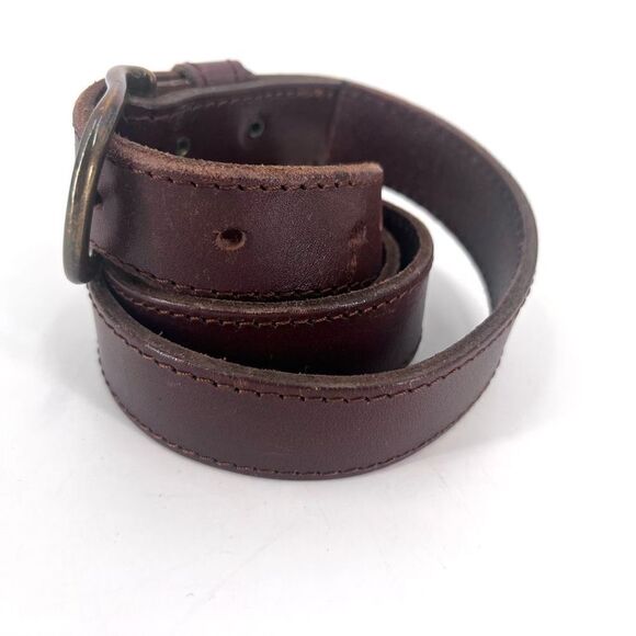 Vintage Women's Real Leather Stitch Point Adjustable Buckle Belt Brown One Size - Picture 2 of 10